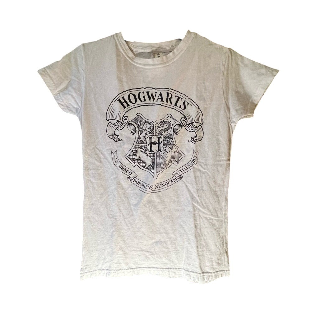Tultex Harry Potter Hogwarts Crest Graphic Tee White Kids Medium Short Sleeve